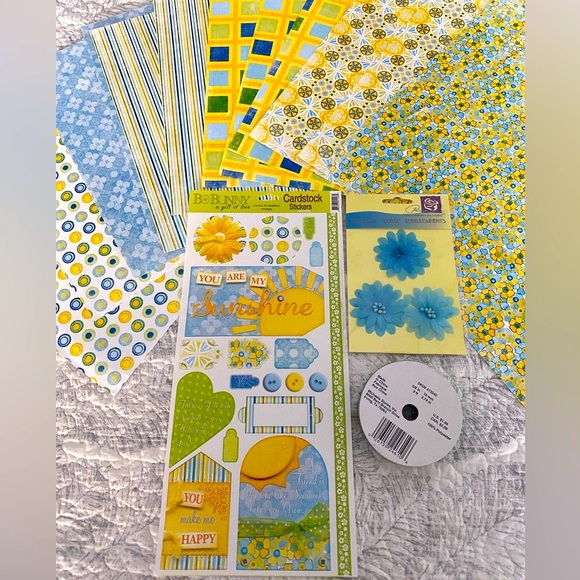 ☀️ BO BUNNY “YOU ARE MY SUNSHINE” CARDSTOCK STICKERS & SCRAPBOOK PAPER BUNDLE! - Picture 1 of 11